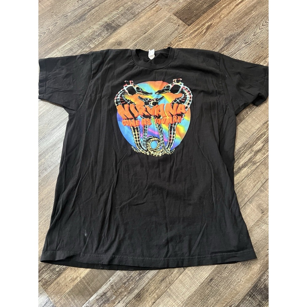 Nirvana Come As You Are‎ Tultex Psychedelic Black T Shirt – Size XL